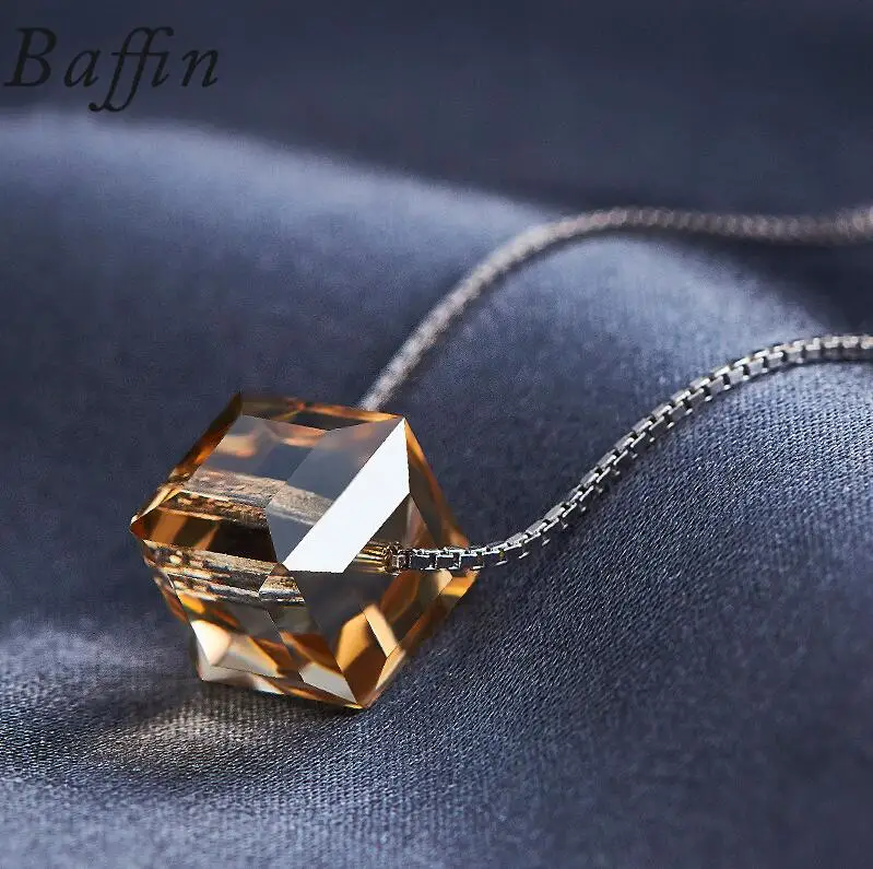 BAFFIN кристаллы от Swarovski цветные кубические бусины ожерелье подвески серебряный цвет цепочка ожерелье s для женщин свадебный шикарный подарок - Окраска металла: Crystal GS