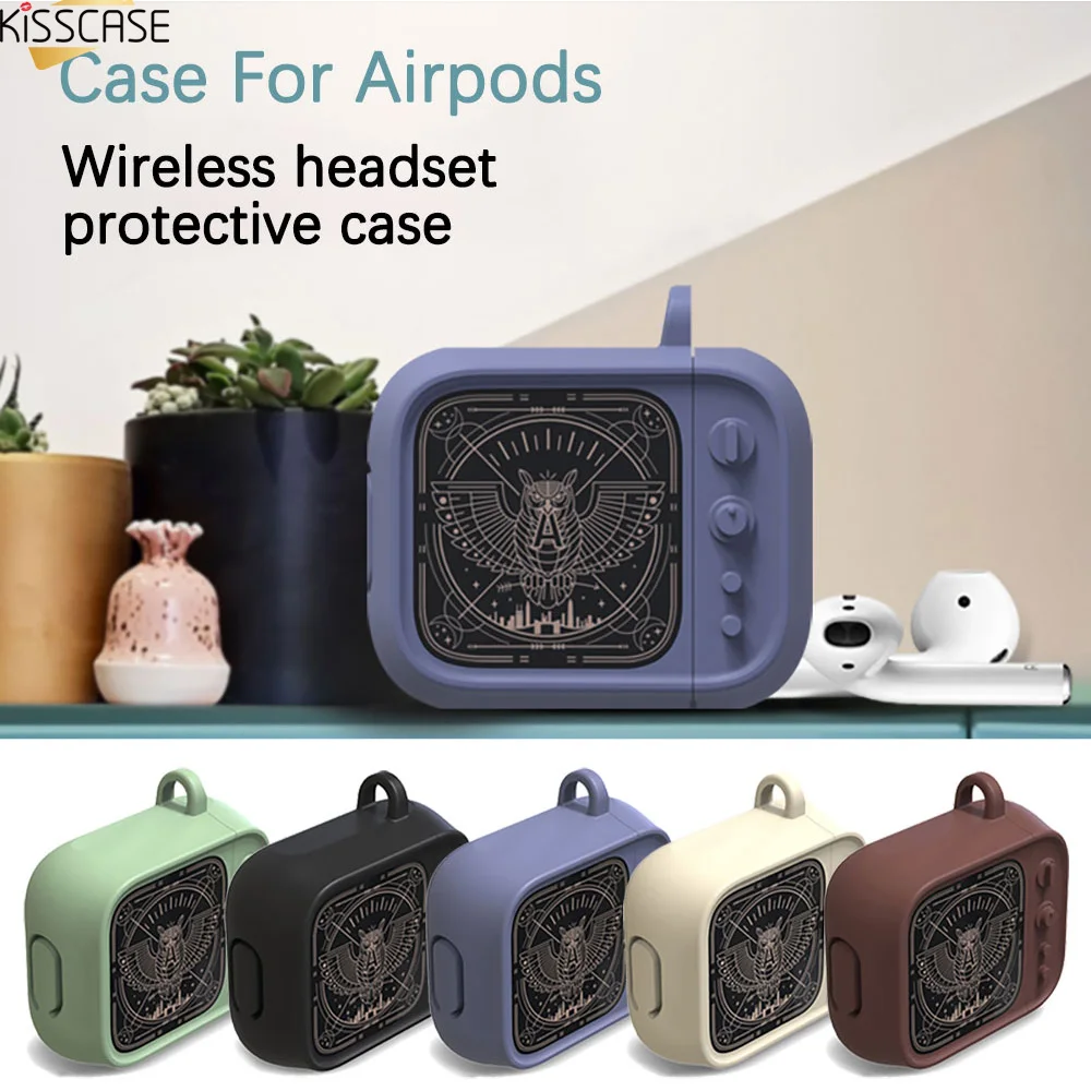 

KISSCASE Retro Earphone Case for Airpods Silicone Protective Case for Wireless Headset Portable Mini Earphone Storage Bag