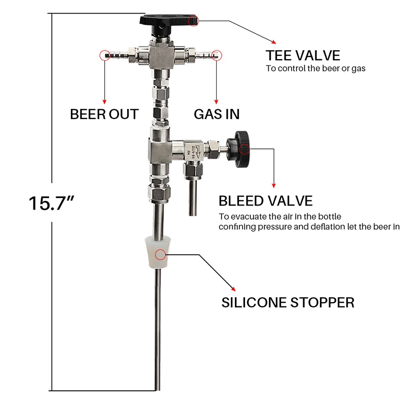 Домашняя Пивоваренная стойка из нержавеющей стали давление для пивных бутылок, наполнитель CO2 выдувной клапан пивоварения бар аксессуар пиво консервное оборудование