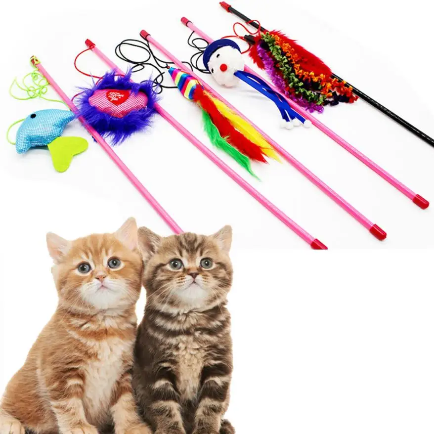 1PC Pet Cat Teasing feathers Toy Fun Cats Pet Kitten Jump Help Fun Cat