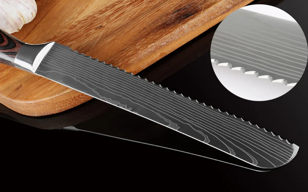 XITUO кухонный нож 8 дюймов профессиональные ножи шеф-повара лазерный дамасский узор из нержавеющей стали для резки рыбы и мяса нож для нарезки сантоку подарок
