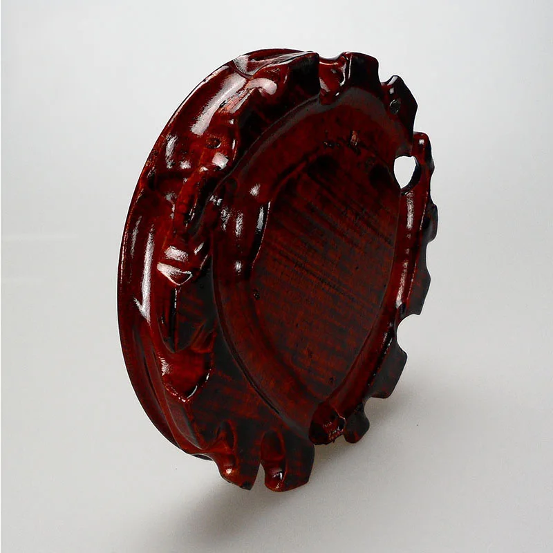 Solid Wood Round Vase Base Aquarium Teapot Strange Stone Urn Flowerpot Buddha Furnishing Articles Root Carving