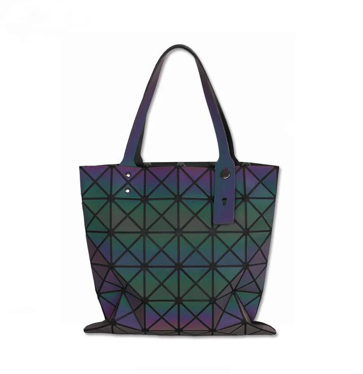 

Diamond Ladies Luminous Handbag Female Folded Geometric Plaid Bag Fashion Casual Tote Women Messenger Bags Mochila Shoulder Bags