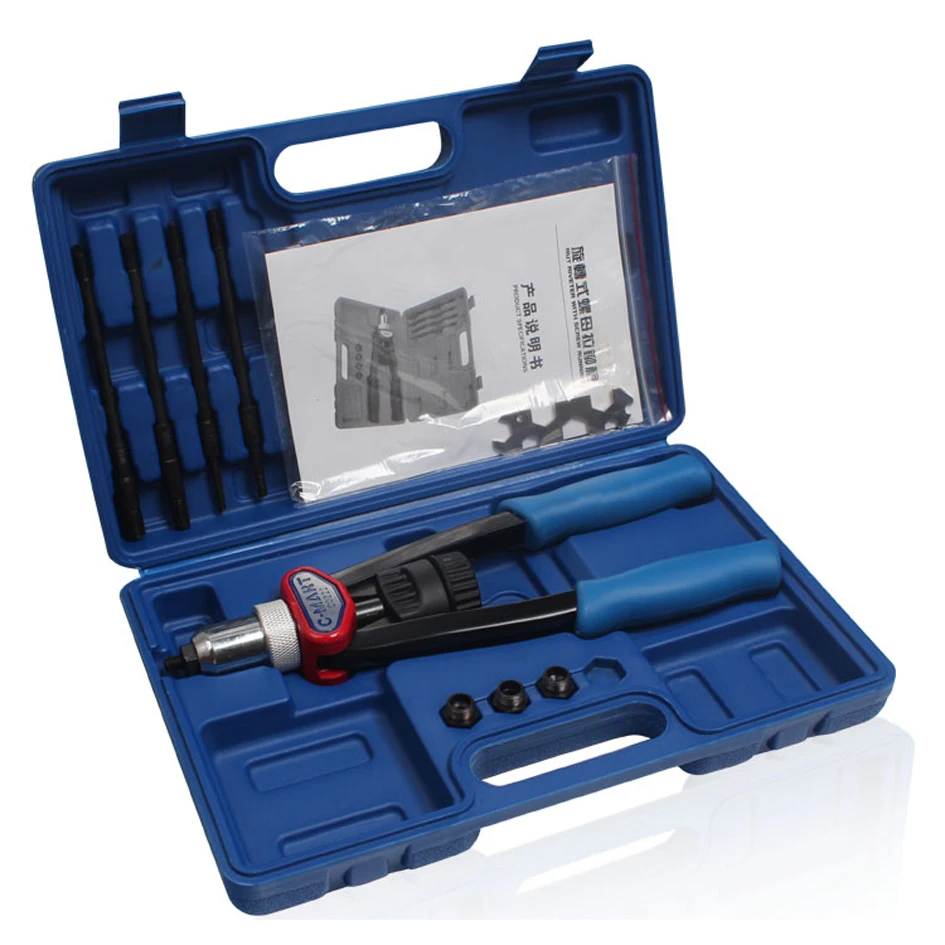 

C-mart Hand Tools 9-pc Nut Riveting Kit M5 M6 M10 M12 Riveter Double Handle Labor Saving For Aluminium Alloy & Stainless SteeL