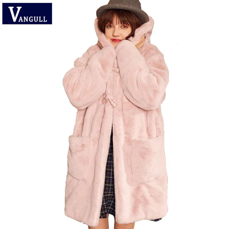Corne Capuchon Fourrure Femmes Lâche Hiver Veste Chaud Casual 2018 Femme Pardessus Gray De pink Vêtements Doux Élégant À Bouton Faux Manteau fqwXtOxnvg