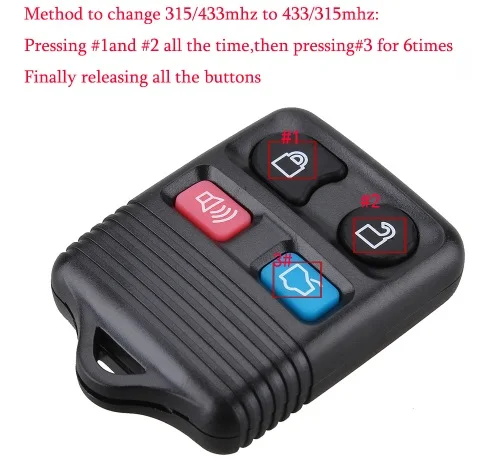 Chiave/Telecomando Per Ford Focus Completa Escape Explorer Mustang Thunderbird Lincoln Transit Town - 315/433mhz 3/4 Pulsante Ford -