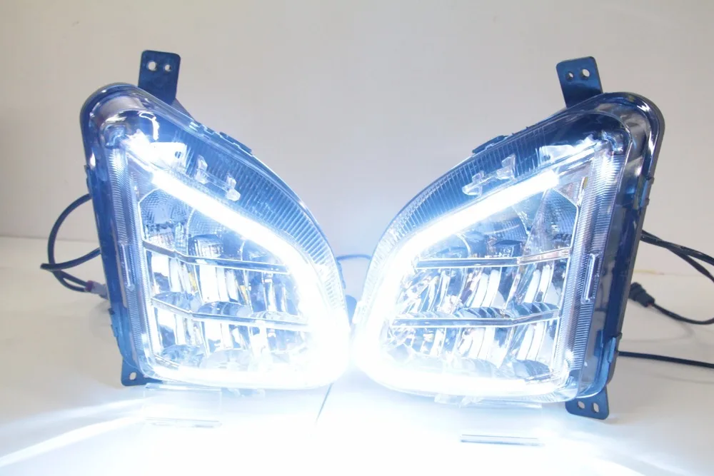 

Qirun led drl daytime running light for chevrolet equinox 2017-2018 with yellow turn signals+dimmer and blue night running light