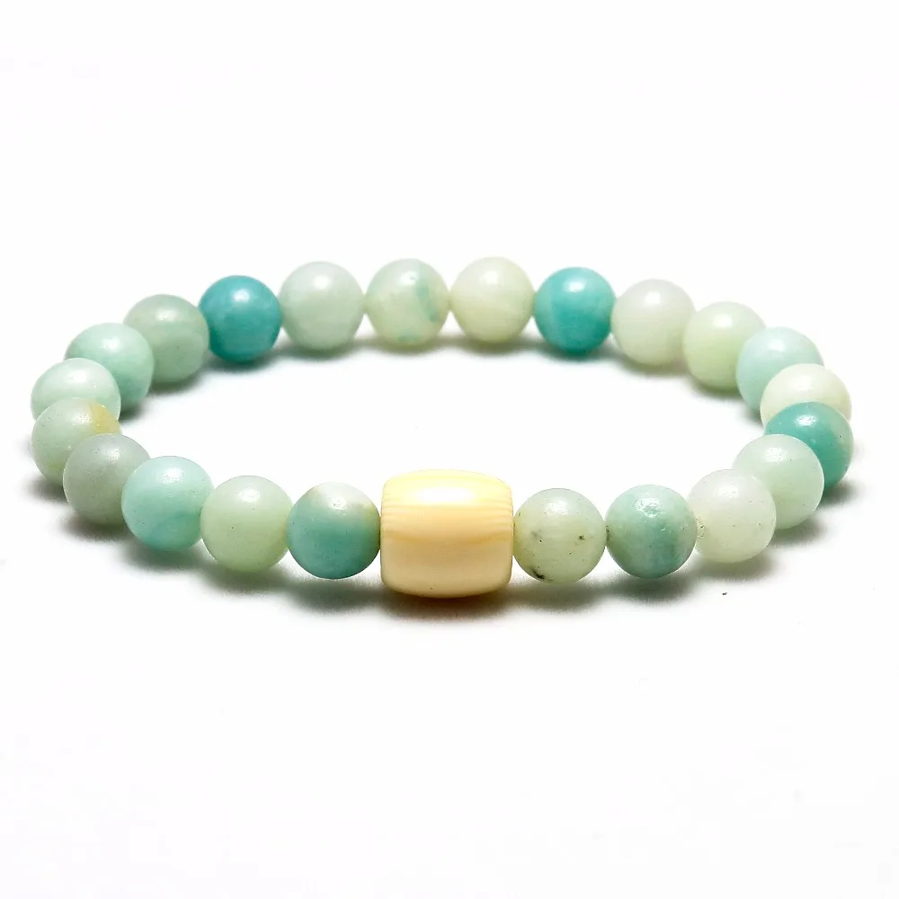 Charm Higth Quality Natural Stone Amazonite Round Bead Male Bracelets