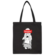 Женская сумка в Корейском стиле Harajuku Senpai, сумки с принтом для девочек, женские сумки на одно плечо, черные сумочки для покупок