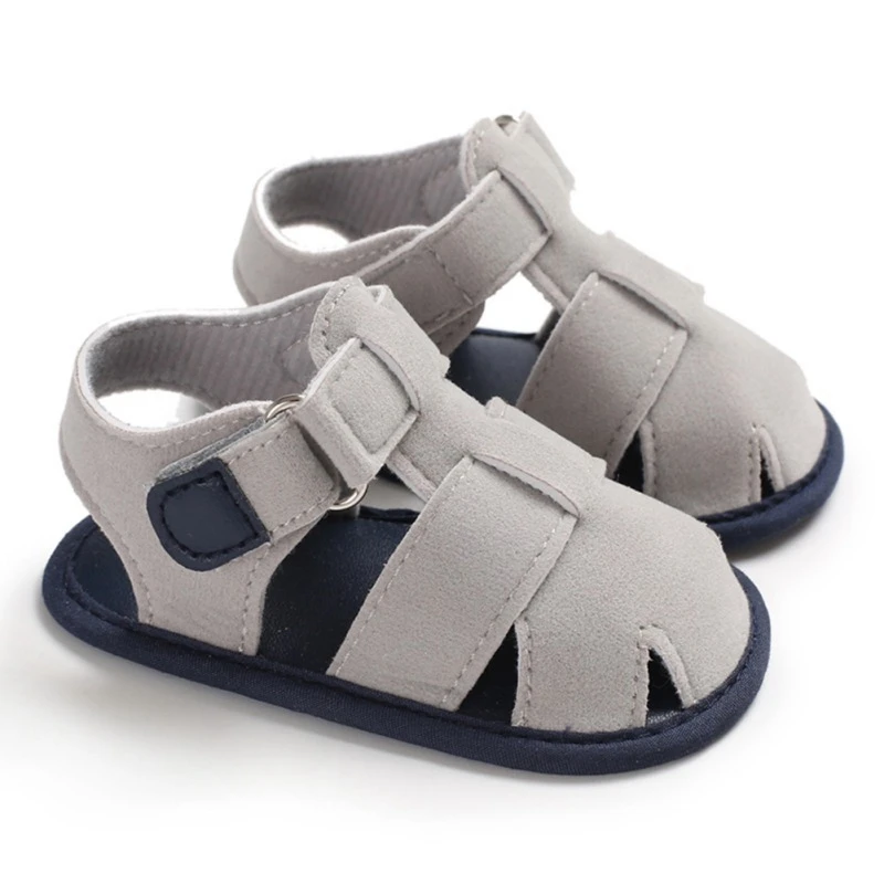 Сандалии для мальчиков, летняя детская обувь, дышащие сандалии для малышей, дизайнерские сандалии для мальчиков 0-18 месяцев, обувь для малышей - Цвет: Серый