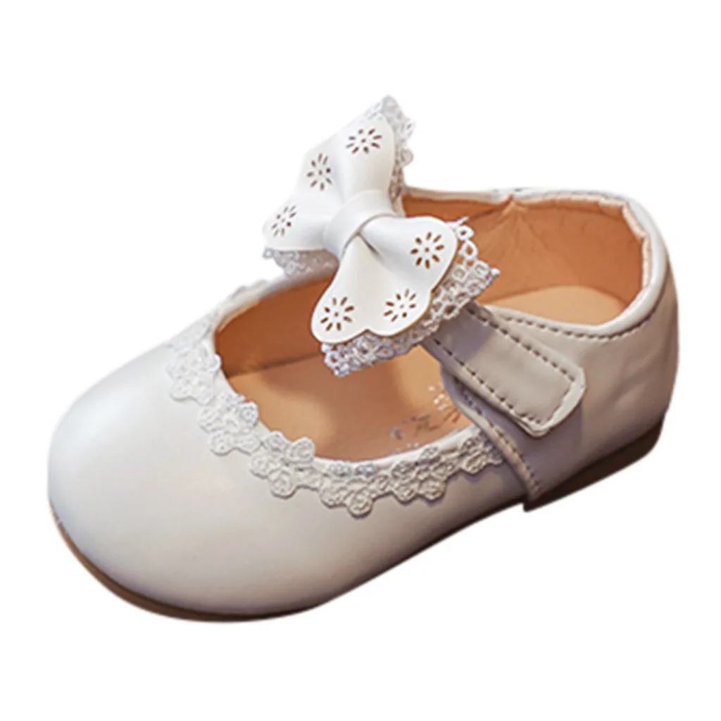 Детская обувь всех размеров 21-36 повседневная обувь для малышей младенцев из искусственной кожи одиночная обувь для принцессы сандалии с бантом для маленьких девочек 481 - Цвет: Белый