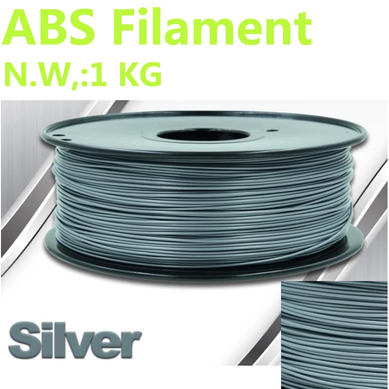 

Silver Color 3d printer filament abs 1.75mm PinRui Brand abs filaments 3d printing 3d pens 375mlength 3d filament 1.75mm 1kg ABS