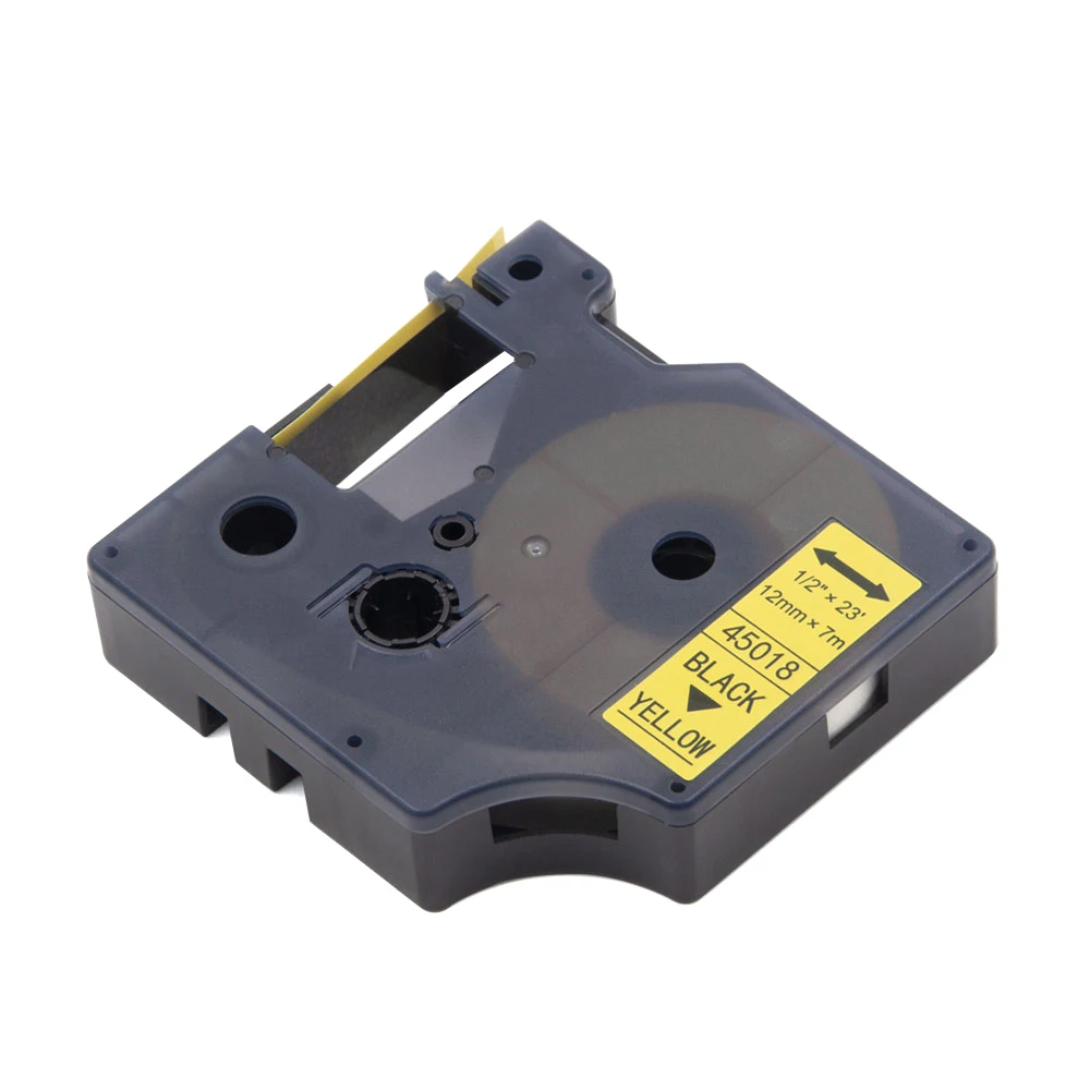 Absoonic 2 шт. 12 мм лента для маркировки DYMO D1 45018 черный на желтый совместимый Dymo LabelManager