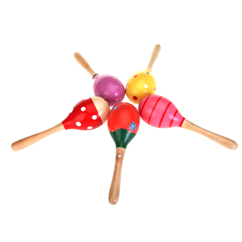 Colorful Wooden Maraca Egg Rattles Baby Toddler Shaker Toy Kid Musical Instrument Party Favor Kids Great Birthday Gift
