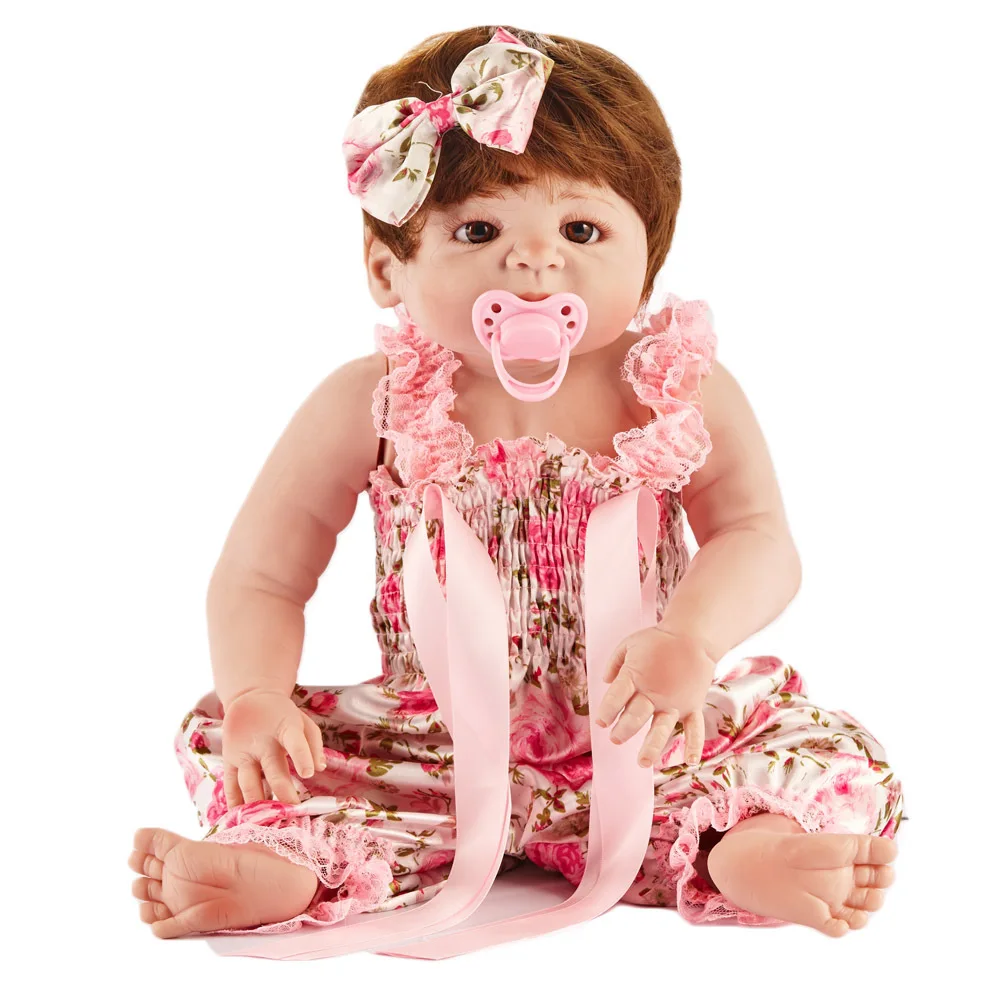 

55cm Soft Full Silicone Reborn Doll Lifelike Newborn Baby Girl Doll Toy for Children Birthday Xmas Gift