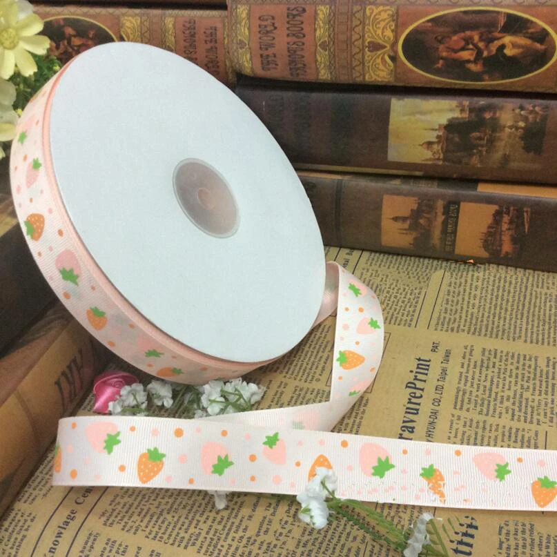 25 мм 91 метров клубника Ptint дизайнерская лента DIY Bow Craft свадебное украшение для