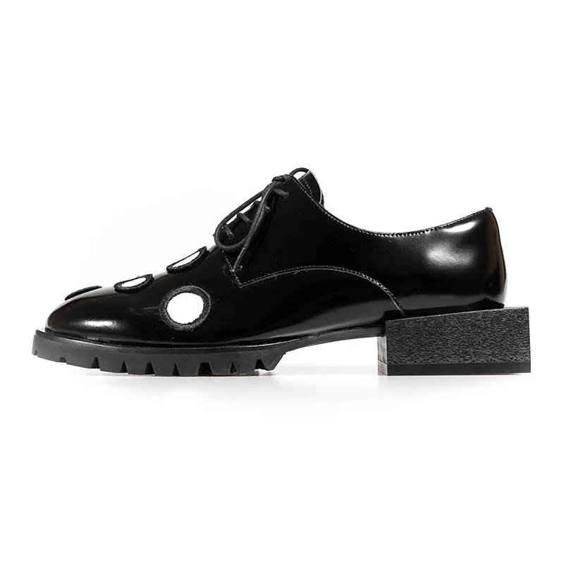 

New leather and women's shoes European and American casual cowhide versatile style British style round head loafers