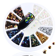 Блестящие Стразы AB смешанного размера для дизайна ногтей, украшения из смолы, стразы с плоским дном для маникюра, аксессуары для дизайна ногтей BE016