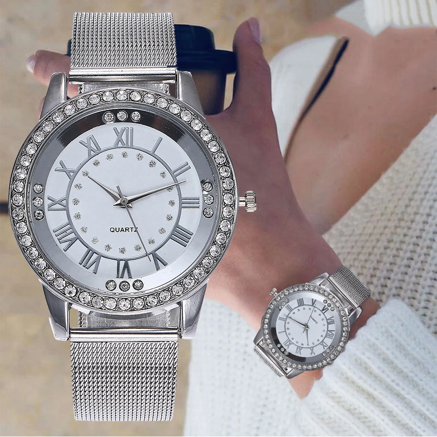 

Yueshang Luxury Brand Neutral Quartz Watches Men & Women Diamond Gold Watch Stainless Steel Analog Fashion Watch For Gift Clock