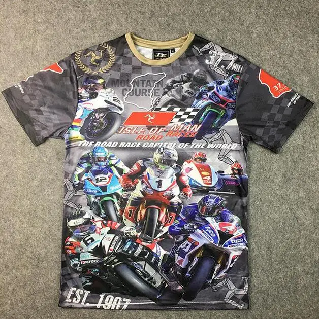 

2018 New MOTO GP Isle Of Man TT T-Shirts Motorcycle Road Races Short Sleeve Tees Shirt Men's Summer Mountain Course T Shirt