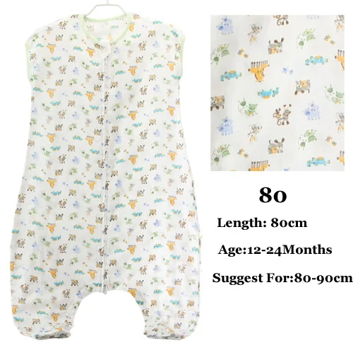 Muslin Cotton Baby Thin Slumber Sleeping Bag Cotton toddle Sleep Sack Cute Cartoon Sleep Bag children Kick Quilt - Цвет: Animal 80