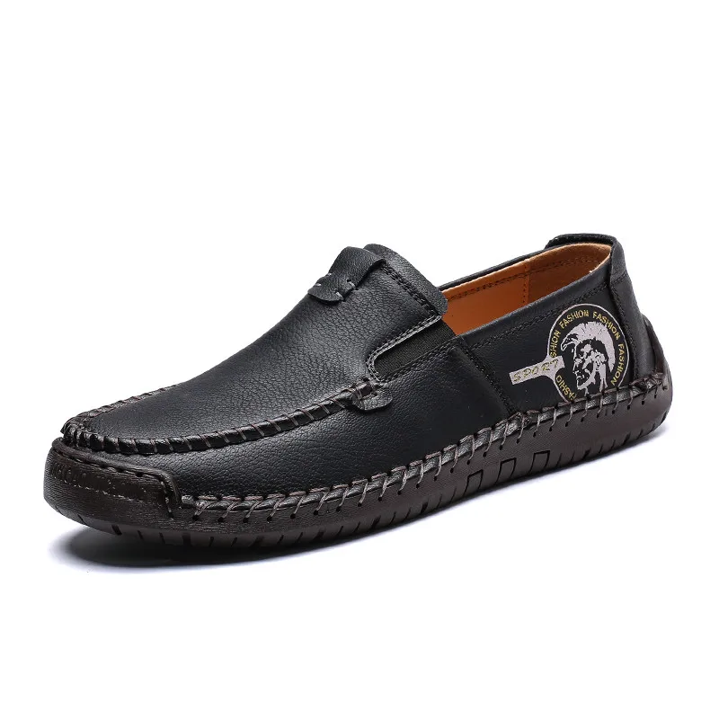 ZUNYU/Новая удобная мужская повседневная обувь лоферы; Мужская качественная обувь из спилка мужская обувь на плоской подошве; Лидер продаж; Мокасины размеры 38-48 - Цвет: BLACK