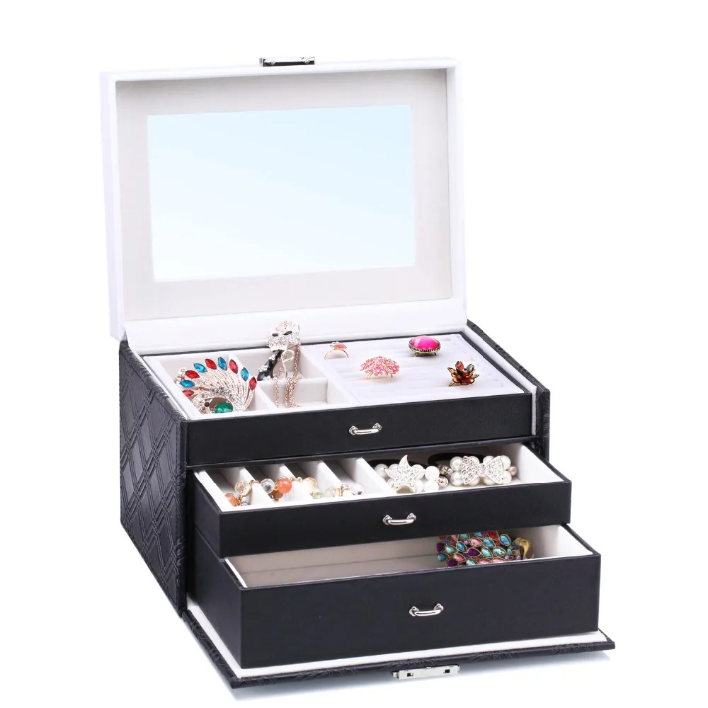 Aliexpress.com : Buy Large Velvet Jewelry Storage Box PU Diamond ...