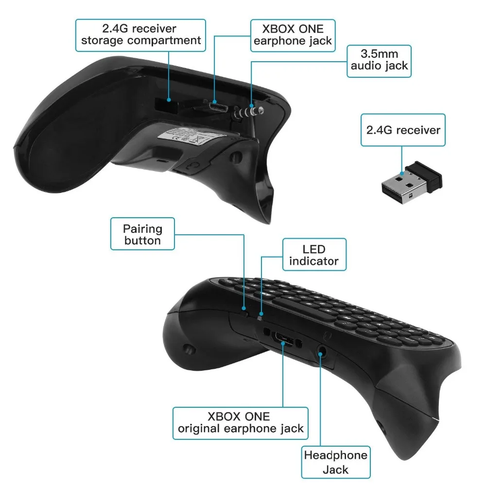Для Xbox One S Chatpad мини игровая клавиатура беспроводной чат клавиатура для сообщений с аудио/разъем для гарнитуры для Xbox One Elite& Slim Gam