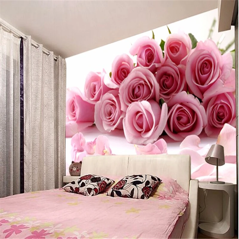 Beibehang фото 3d комнате обои для стен 3d Романтический живопись розовый цветок розы гостиная, спальня настенная рулона бумаги