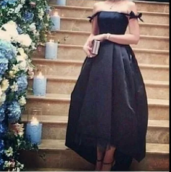 

2019 Navy Blue Evening Prom Dresses Special Design Ruffle Ankel Length Formal Party Gowns Robe De Soiree