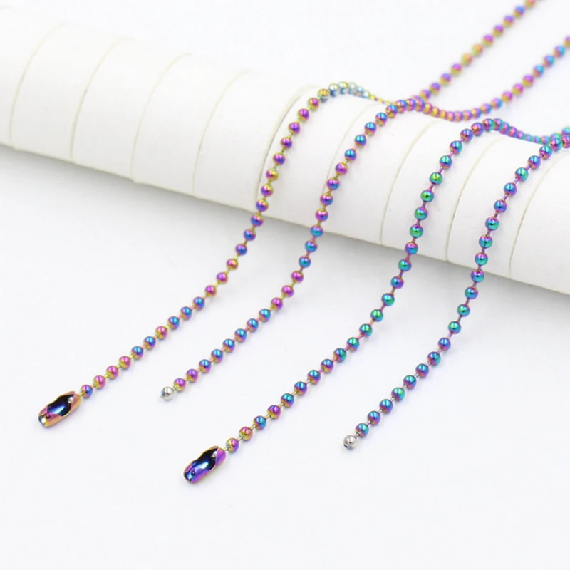 

70CM Length multicolor 2mm Diameter stainless steel Ball Chains Necklace