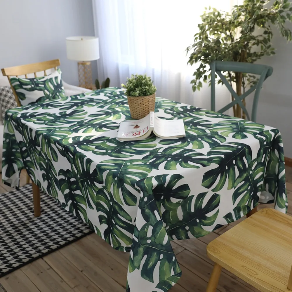 

Rectangular Table Cloth Pastoral Style Tropical Plants Printed Tablecloth Kitchen Home Decoration Dining Table Cover