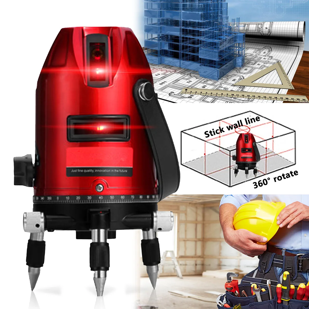 

Waterproof Professional Laser Level 3D Self Leveling 360 Degree Rotary 5Line 6Point Rotary Laser Level Measuring Tool Set