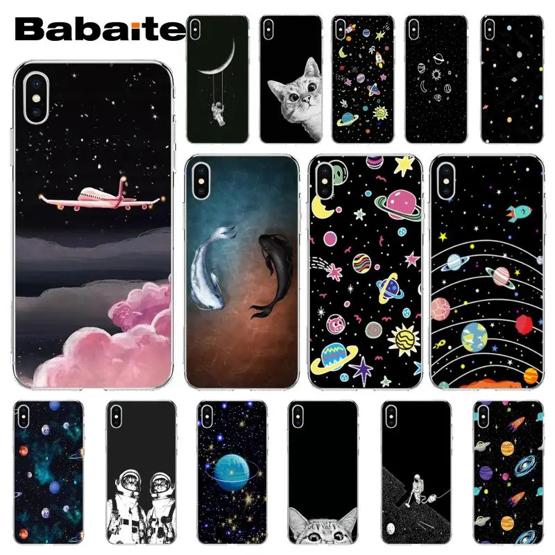 

Babaite Pretty Space Moon Astronaut cat Smart Cover Soft Shell Phone Case for iPhone X XS MAX 6 6s 7 7plus 8 8Plus 5 5S SE XR