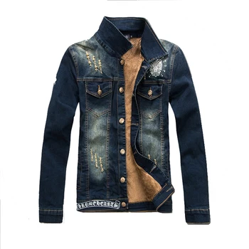 

Brand New Winter Men's Denim Jacket Fashion Plus Size Fleece Thick Casual Denim Jacket Coat For Men warm overcoat M~4XL BF3310
