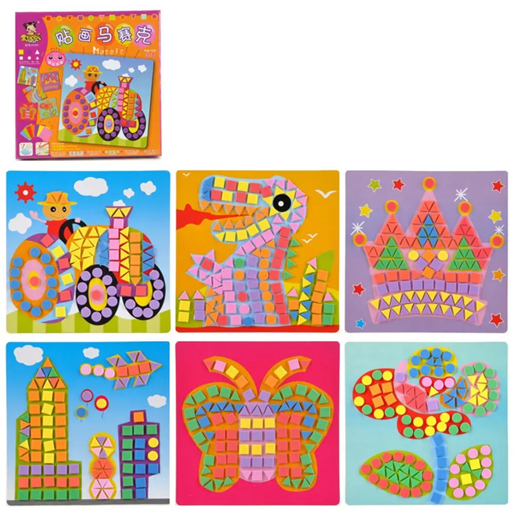 6 шт./лот, 3D головоломка, кнопки, наклейки, доска для рисования, игрушка для детей, ручная работа, сделай сам, Набор для творчества, для детей дошкольного возраста, развивающая игрушка - Цвет: WJ3378C