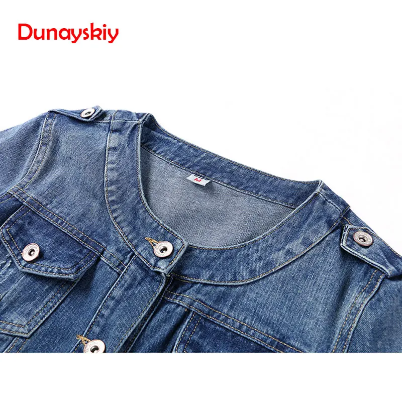 Джинсовая куртка размера плюс с круглым воротником 4XL 5XL, милая женская синяя куртка-бомбер, светильник, короткая джинсовая куртка с длинным рукавом, повседневное пальто