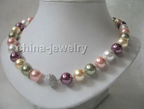 

Free shipping >>>>> Beautiful 18"12mm multicolor south sea shell pearl necklace