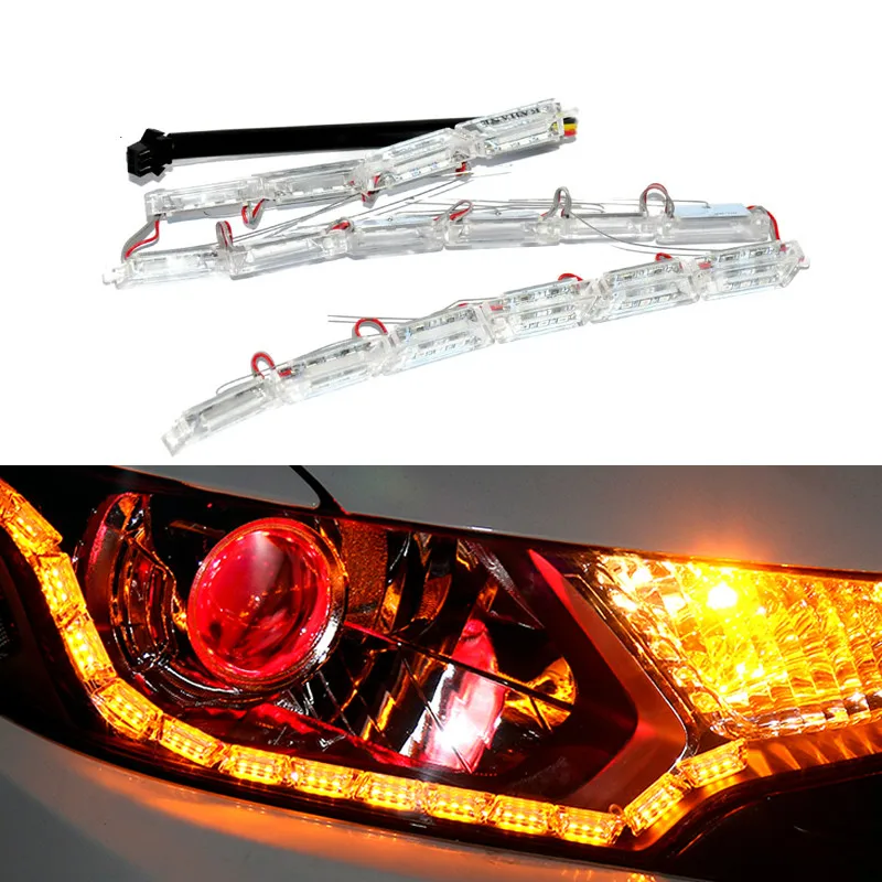 2x LED Headlight DRL Amber Turn Signal Light For Volkswagen GTI Passat