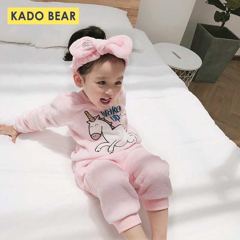 

Baby Girls Flannel Unicorn Sleepwear Toddler Boys Cartoon Coral Fleece Pajamas Set Children Winter Warm Pyjamas Kids Fur Pijamas