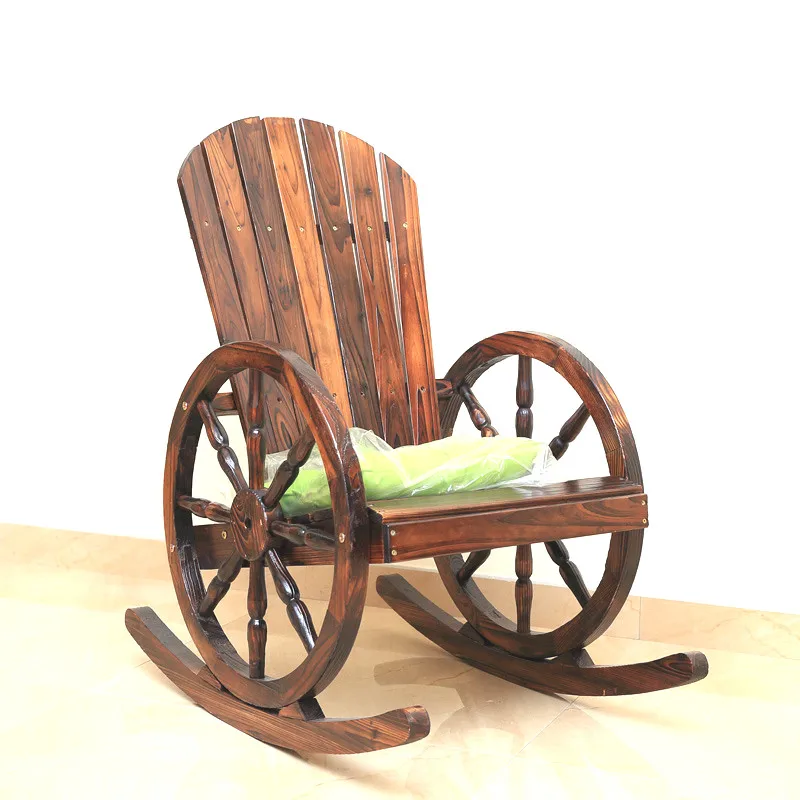 Балкон ретро-колесо кресло-качалка антисептик карбонизации твердой древесины кресло отдыха с естественной трещины или скархаза