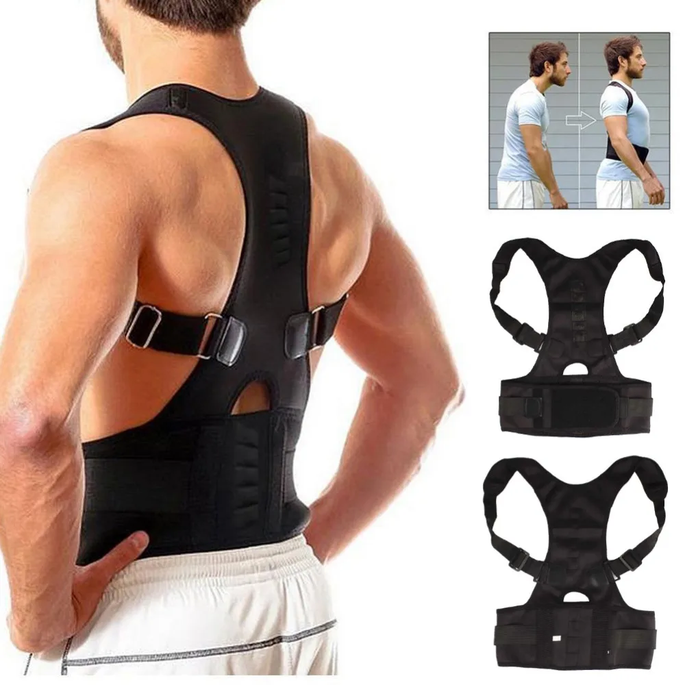 

Adjustable Magnetic Posture Corrector Corset Adult Back Brace Support Belt Shoulder Orthopedic Vest Black Color
