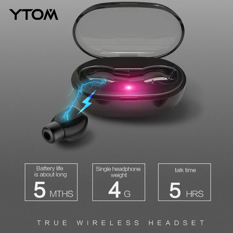 YTOM Mini True беспроводные наушники Bluetooth 5 0 гарнитура звуковой сигнал бас чистый
