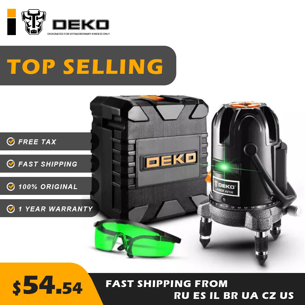 

DEKO LL5 Series 5 Line 6 Points Green Laser Level BMC Box Horizontal&Vertical 360° Intelligent Adjustment 100% Original factory