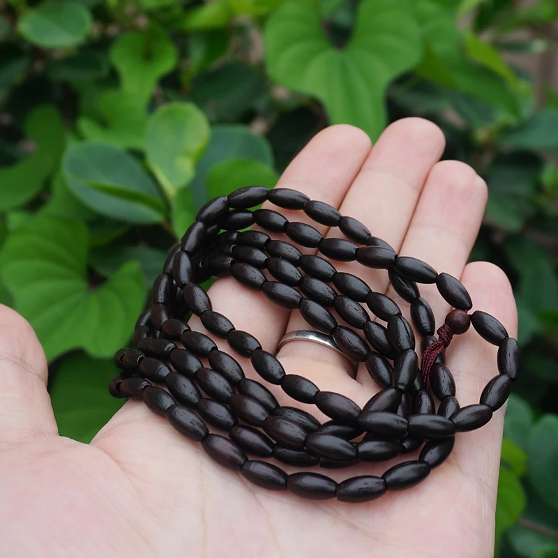 

5*10mm * 108 * Natural Black Sandalwood Ovoidle Beads / Africa Ebony / Japa Beads Mala Prayer Bracelet Necklace Loose