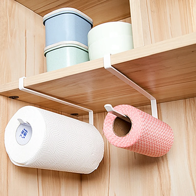 

Storage Hook For Roll Paper Metal Rack Cabinet Non Perforating Kitchen Napkins Hanger Towel Rag Holder Cling Film Storage Hook