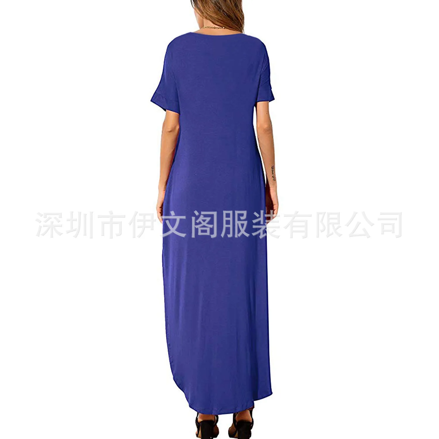 Свободные богемные макси платья с v-образным вырезом для женщин, повседневные летние пляжные платья с коротким рукавом, однотонные платья