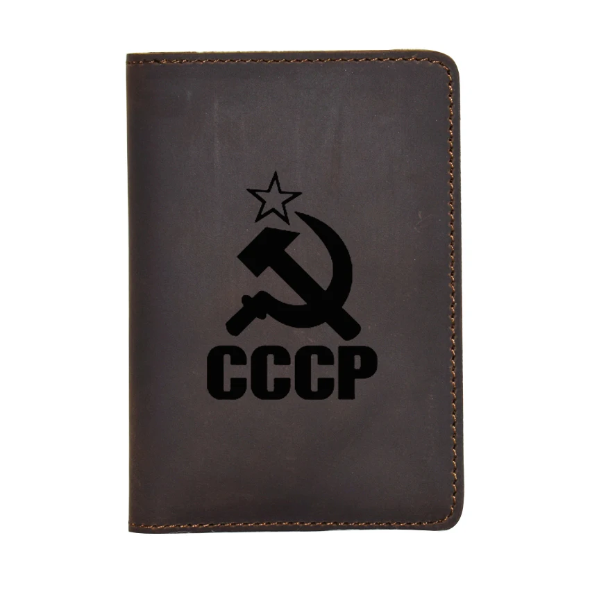 

Engraved ussr wallet Travel Passport Cover Soviet Union Vintage Leather Credit Card Holders Custom Name CCCP Passport wallet