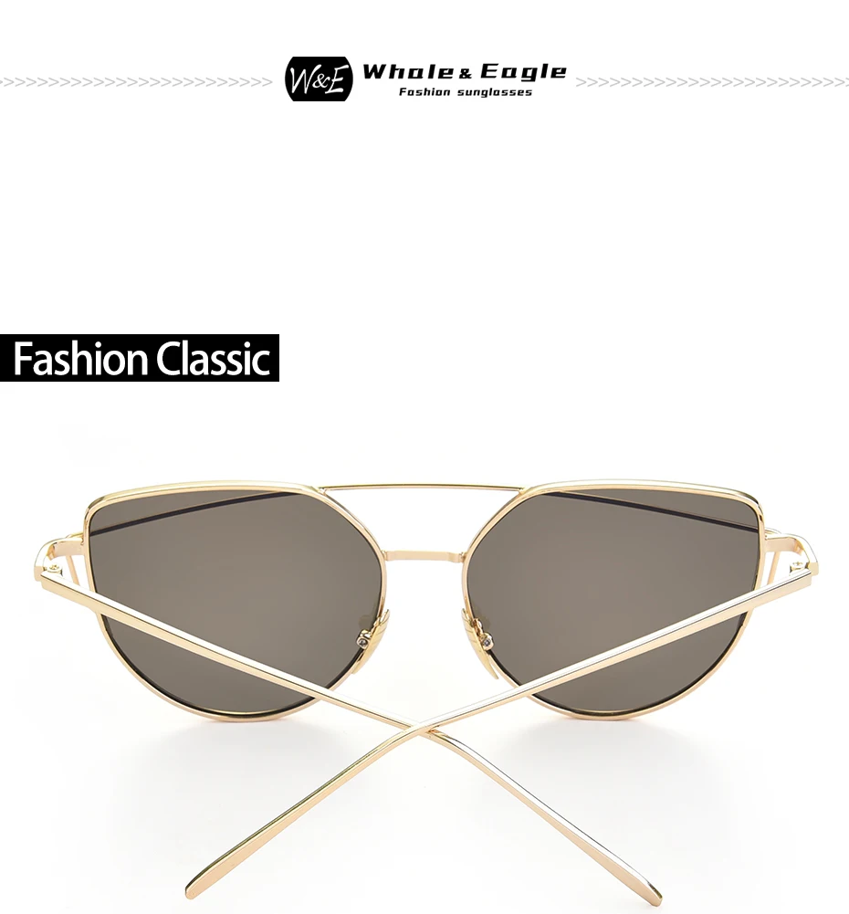 W & E Новая мода кошачий глаз женские зеркальные солнцезащитные очки Светоотражающие Роскошные брендовые дизайнерские оправа из