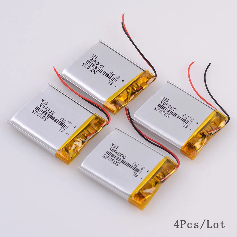 503035 3.7v 500mah 453035 Lithium Polymer Rechargeable Battery for recorder video CAR DVR Mp3 DVD Camera GPS bluetooth speaker - Цвет: 1